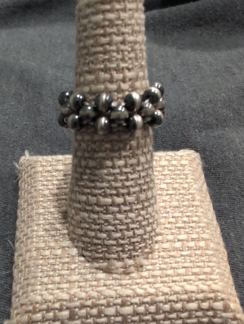 Sterling Silver Beaded Stretch Ring